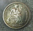 1873 Arrows SEATED LIBERTY DIME ~ 10c 90% Silver U.S Coin ~ VG/F Nice Circ Coin