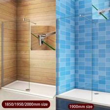 Chrome/Black/Grid Walk In Shower Enclosure Wet Room Screen Panel EasyClean Glass