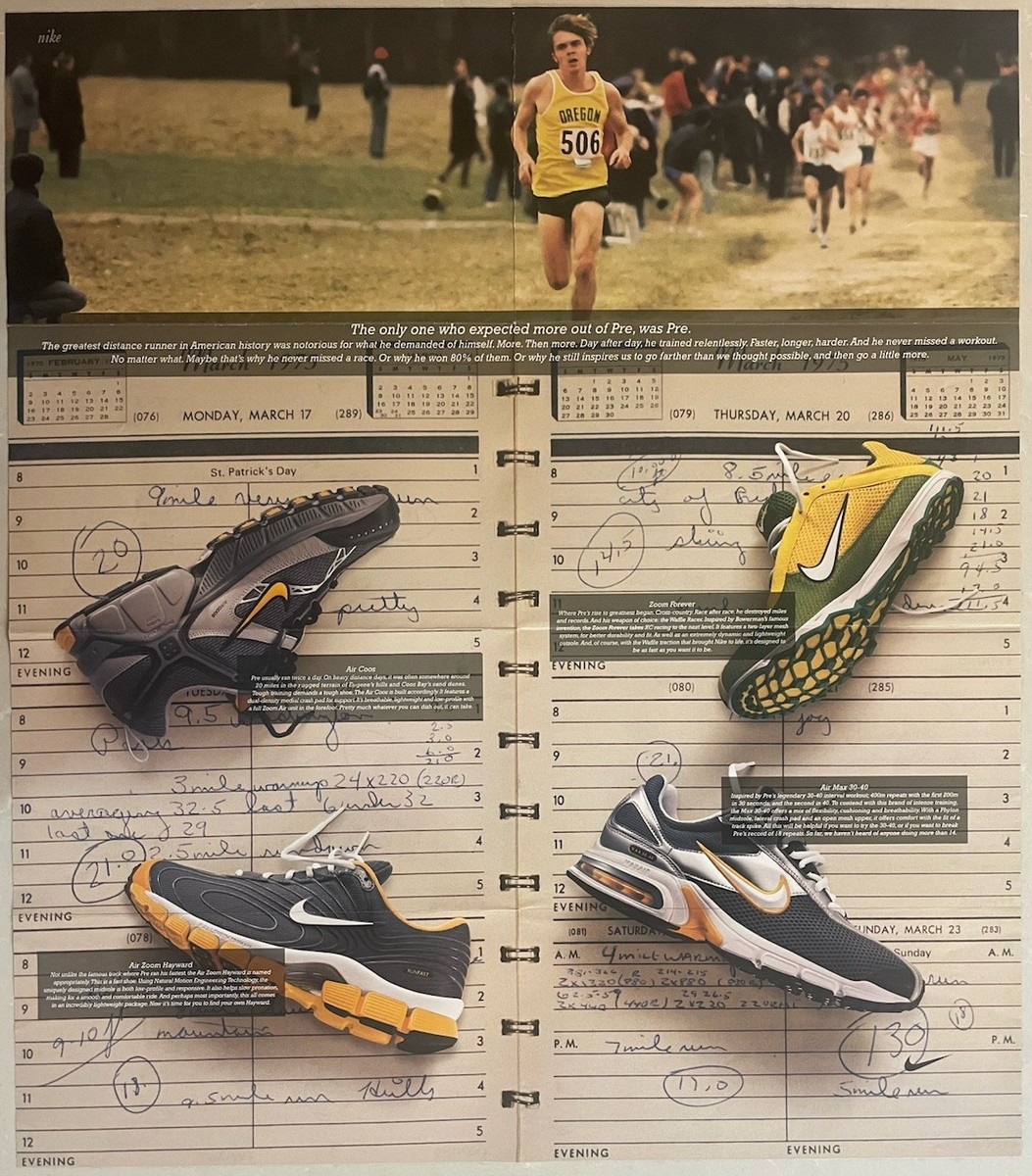 STEVE PREFONTAINE Nike Poster 20.25 x 23 inch PRE'S TRAINING LOG