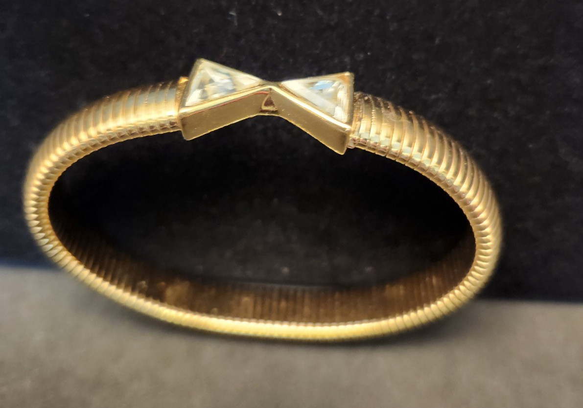 Monet Bangle Bracelet Crystal Bow Decoration Snak… - image 4