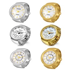 Women Men Creative Finger Ring Round Quartz Analog Watches Elastic Band Watch