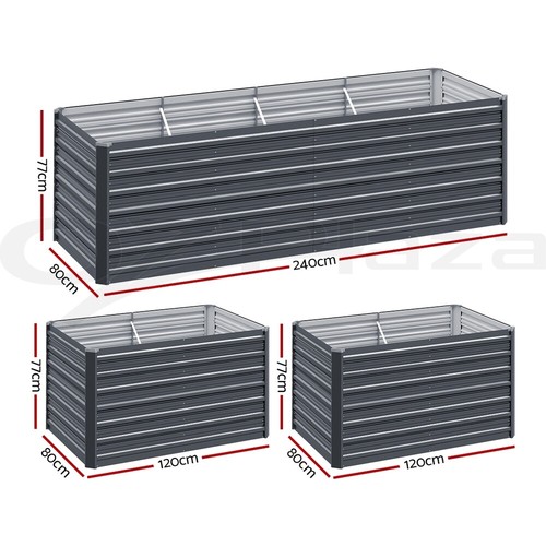 Green Fingers Garden Bed 240x80x77cm Planter Box Raised Container Galvanised - Picture 3 of 9