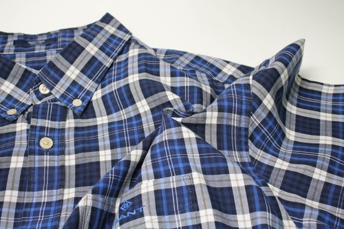 GANT Tech Prep Regular Shirt Men's XL Plaid Pattern Blue Long Sleeve Logo Pocket - Picture 6 of 9