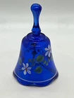 Fenton Hand Painted Art Glass Cobalt Blue Chime Bell Handpainted Signed Barnum