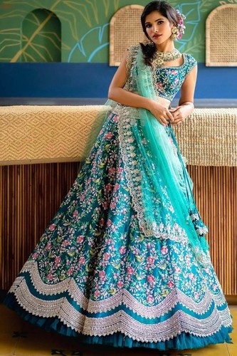 Aqua Blue Colour Dulhan Lehenga Choli 
