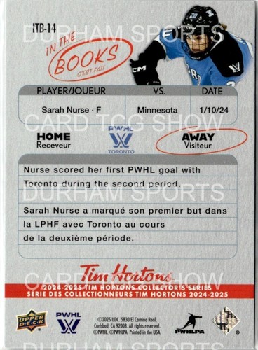 2024-25 UPPER DECK TIM HORTONS IN THE BOOKS INSERT CARDS U PICK - FINISH SET - Picture 28 of 30