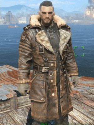Handmade Fallout 4 Arthur Maxson Costume Battlecoat Brown Leather