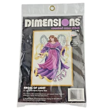 Dimensions Counted Cross Stitch Angel of Light Kit 5x7 in. Purple Gold Pink