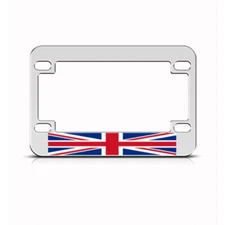 Metal Bike License Plate Frame British Britain Flag Style B Chrome