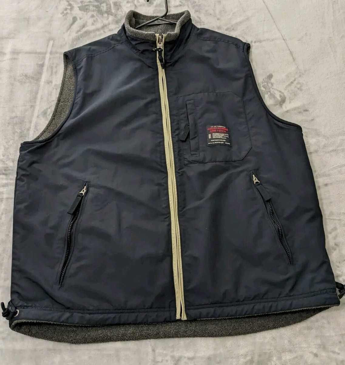 VTG Abercrombie Fitch Vest Jacket Men XL Reversible Nylon Fleece