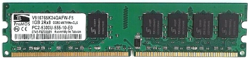 ProMOS PC2-5300 (667MHz) - DDR2 Memory RAM - 1GB - 184 PIN - V916765K24QAFW-F5 - Image 3 of 4