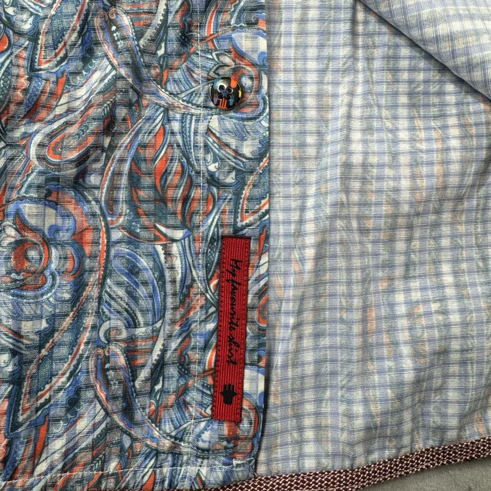 Camisa Luchiano Visconti Negra Mi Favorita Talla L Funky Naranja Blanco y Azul Foto 4 de 4