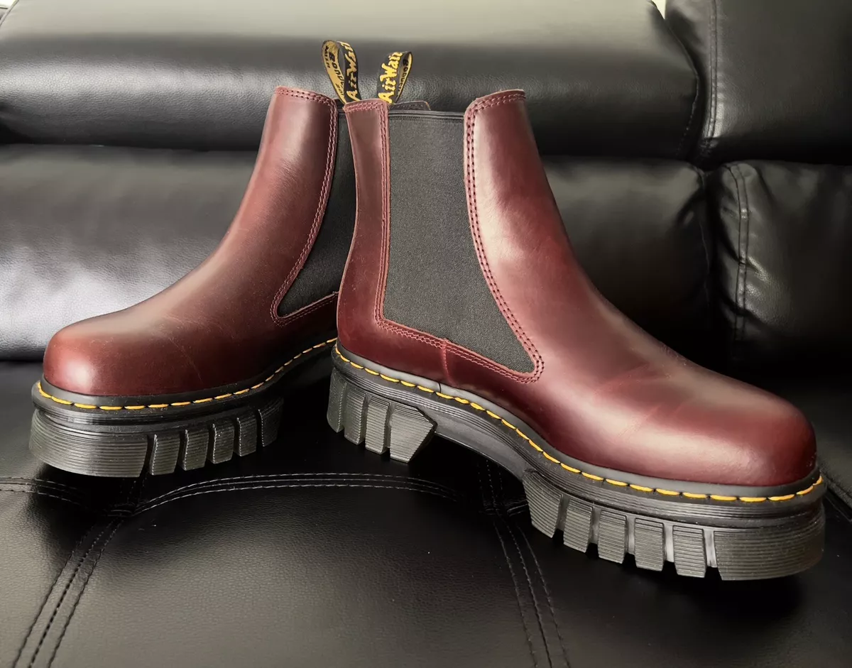 dr martens AUDRICK NAPPA LEATHER PLATFORM CHELSEA BOOTS cherry red US | eBay