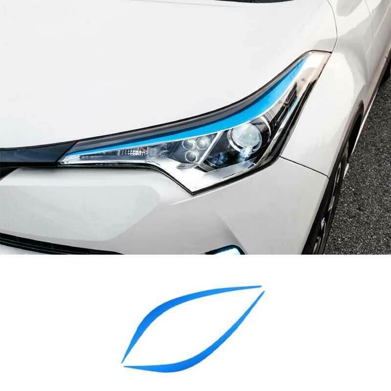 Sticker Blue Front Headlight Lamp Eyebrow Trim 2PCS Fit For Toyota CHR