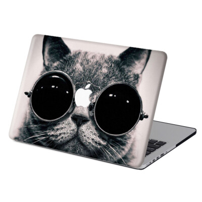 For New MacBook Air Pro M3 M4 M5 Rubberized Smooth Hard Case Cover Sungalss Cat