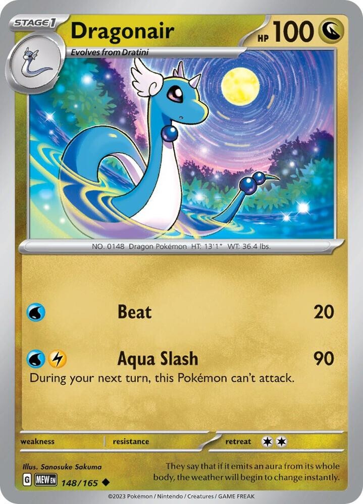 Pokémon Dragonair Scarlet & Violet-151 148/165 Regular Uncommon
