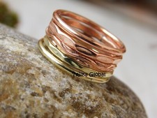 Solid copper 5 Set ring Hammered Stacking Arthritis Splint joint pain Jewellery,