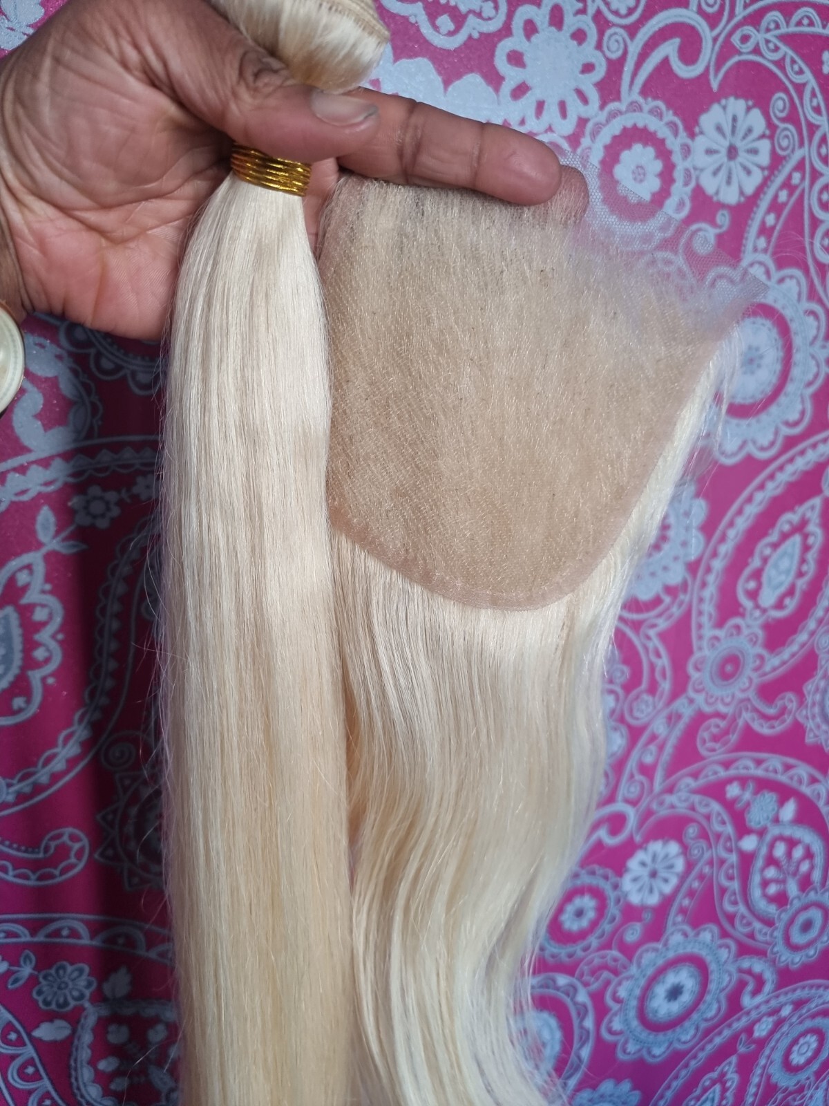 12A 34INCHES 100g+26INCH 5X5 CLOSURE BRAZILIAN BLONDE 613# 170g SILKY STRAIGHT