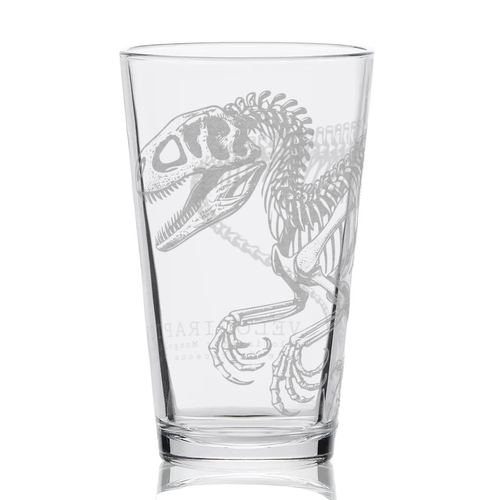 VELOCIRAPTOR SKELETON Pint Glass - Picture 2 of 3