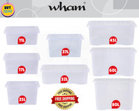 Wham Plastic Storage Boxes with Lids Home Office Stackable Nestable Clear Boxes
