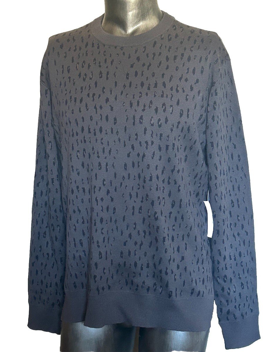 New Modern Amusement X PacSun Mens Gray Leopard Animal Long Sleeve Sweater  Med