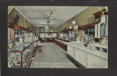 Mason City Iowa IA c1907 The Olympia Cafe Soda Counter Ice Cream, Cigars, N Main