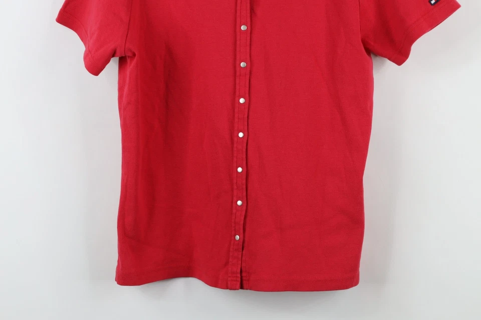 Camisa roja vintage años 90 Y2K Tommy Hilfiger para mujer XL bebé muñeca recortada con botones a presión Foto 3 de 4