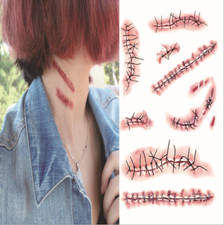 Halloween Scar Blood Tattoo Removable Temporary Wound Scab Sticker Sheet New