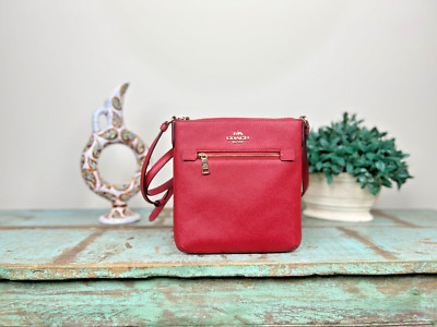 Coach CE871 Mini Rowan File Crossbody Bag 1941 Red Cross Grain Leather NWT $250
