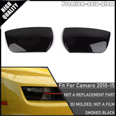 HEADLIGHT LAMP TRIM COVER DECOR SET FOR CHEVROLET CAMARO 2010-2015 SMOKED BLACK
