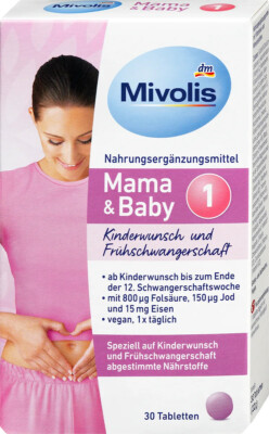 Mivolis Mum & Baby 1 Fertility & Early Pregnancy Folic Acid, Iodine, Iron