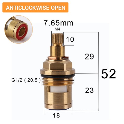 Kitchen Ceramic Tap Cartridge Valve Disc Insert Quarter Turn 1/2" 20teeth 7.6mm - Picture 19 of 32
