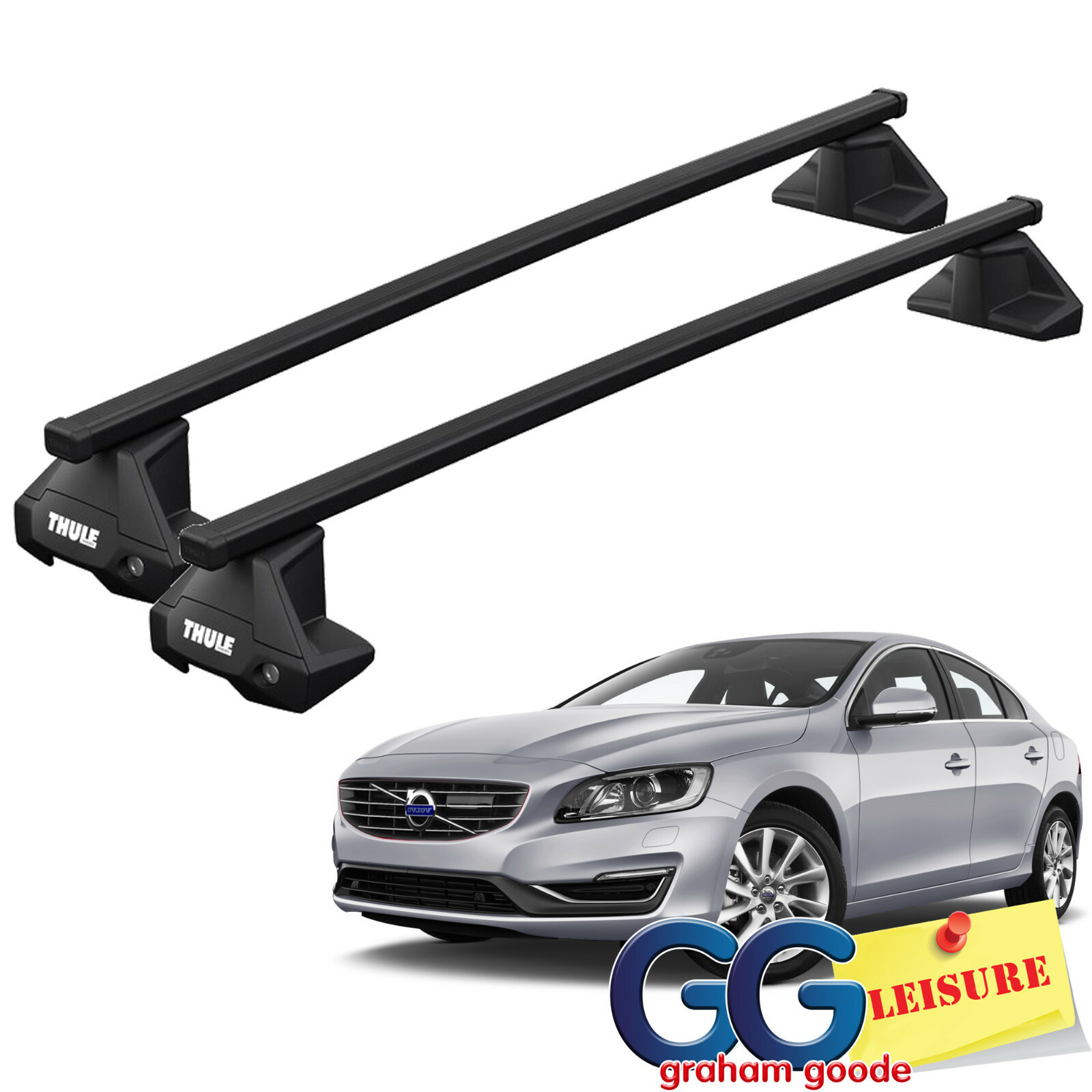 Thule Evo Square Roof Rack Bars | Volvo S60 4dr Saloon 2010- onwards