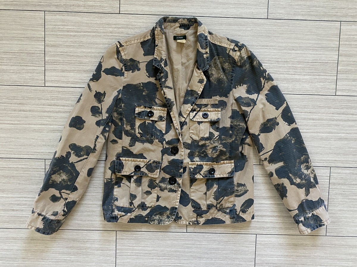 Crew Womens Small Jacket Blazer Floral Camouflage Style Camo Blazer