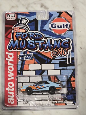 Auto World 1:64 Jcar Diecast Exclusive Gulf 1985 Ford Mustang Ltd Edt 1/2496