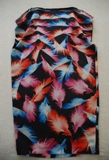 Alexander McQueen 100% Silk Neon Feather Zip Shoulder Midi Sheath Dress IT40