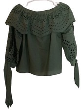 Parker Size Small Green Top Mandy Off Shoulder Women's Blouse Cotton Shirt NEW