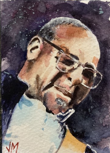 ACEO ORIGINAL Watercolor Portrait “ Blues Legends” 2.1/2" X 3.1/2"