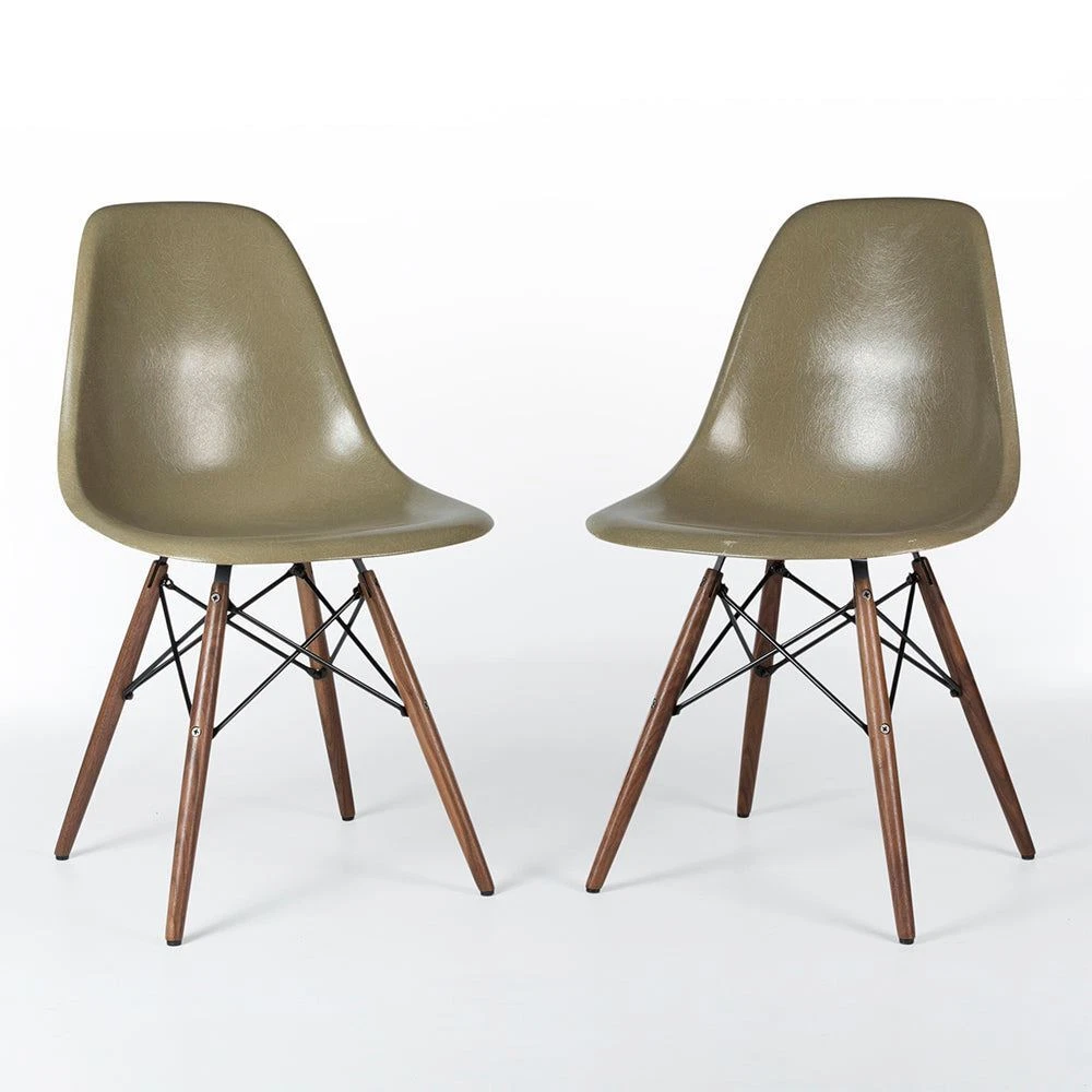 Herman Miller Eames Chairs Raw Umber Pair 2 DSW Vintage Original Side Shells