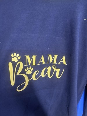 Mama Bear Graphic Print Pullover Sweatshirt Crew Neck Fleece Cotton L