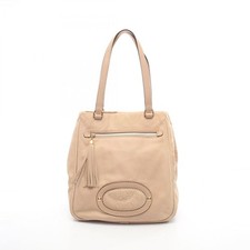 LOEWE Anagram Shoulder Bag Beige Leather Tassel Used From Japan
