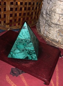 Malachite Pyramid With Brass Detail from ZAIRE•11.7 Oz