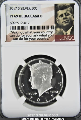 2017 S Silver Kennedy $ .50 Near Perfect Proof NGC PF69 *5469
