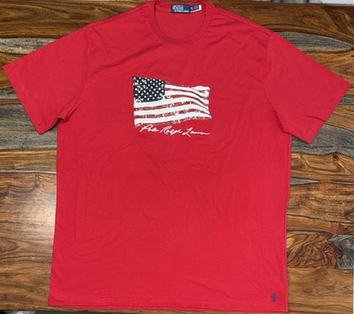 Polo Ralph Lauren American Flag Jersey Red Cotton T Shirt Men's