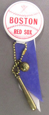 1950's BOSTON RED SOX w/ribbon  baseball charms 1.75" celluloid pinback sp1