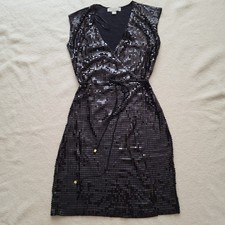 Michael Kors Black Sequin Wrap Dress Women's Size XS
