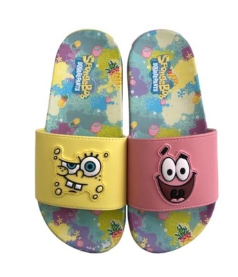 Spongebob Squarepants Womens Slides 9 Tie Dye Yellow Patrick Ground Up Flat New