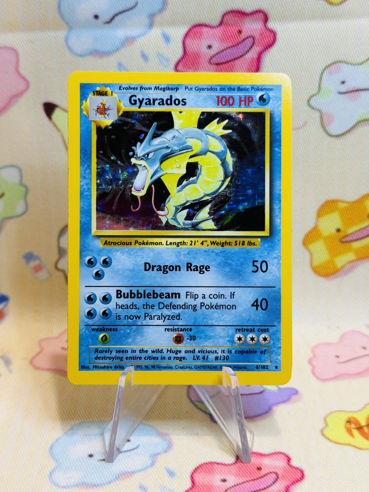 Pokemon Base Set Gyarados Holo Rare Card 6/102 NM