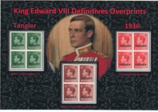 KING EDWARD VIII 1936 NICE DISPLAY TANGIER OVERPRINTS BLOCKS OF 4 MNH#1