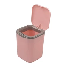 Tiny Trash Can 0.5 Gallon Mini Desktop Garbage Bin Push Button Lid Pink